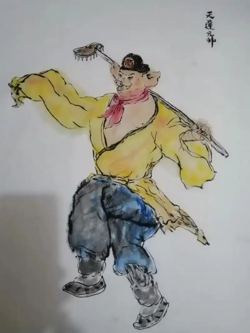 昨晚上画了孙悟空,今晚画八戒,还有沙僧和唐僧后续,舅婆得听粉 - 抖音