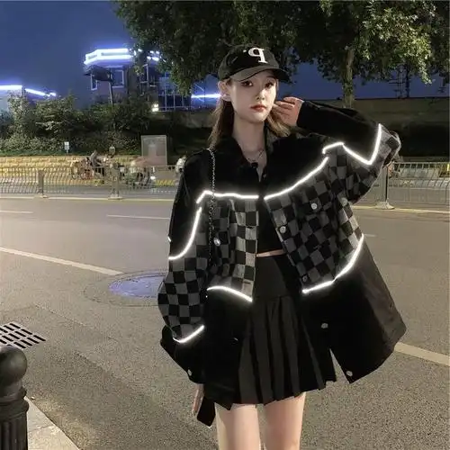 欧美高街hiphop小香风牛仔外套女ins潮秋百搭美式复古