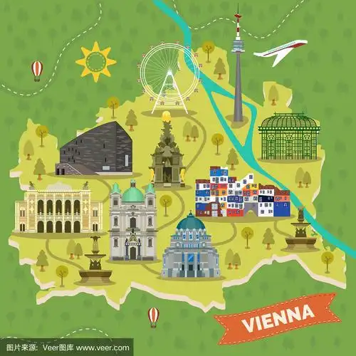 奥地利维也纳旅游地图和地标