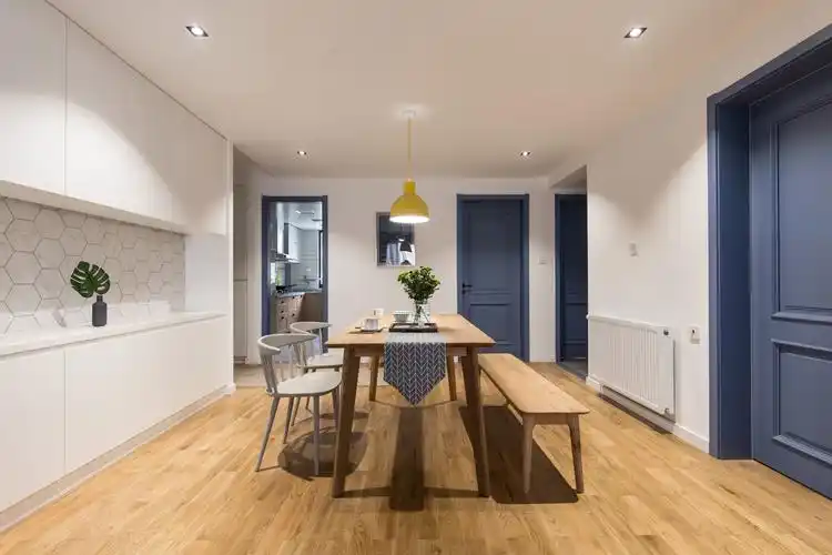 厨房木地板2装修效果图华丽93平北欧三居餐厅装饰图片