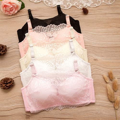 少女抹胸式文胸防走光蕾丝薄款学生胸罩聚拢调整形性感无钢圈内衣