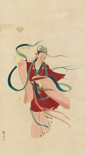 0145洛神立轴设色绢本