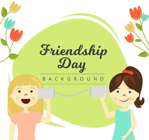 2个可爱女孩的友谊日矢量素材