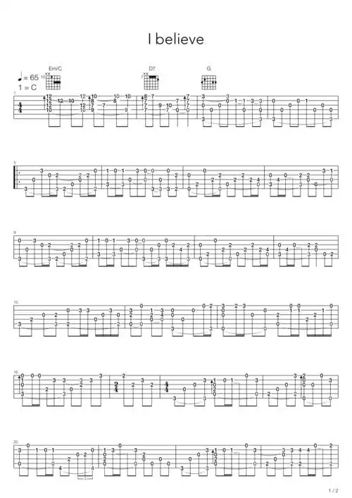 卢家宏ibelieve吉他谱