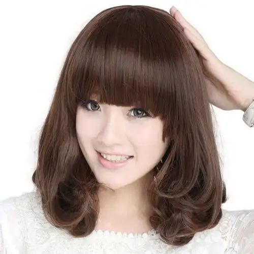 高端花梨a女头短卷修饰脸套齐刘海女长卷蓬松假发型假发短发中奢