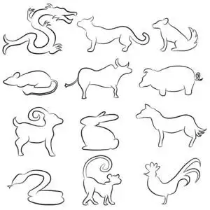 生肖属相动物剪影生肖属相生肖属相可爱的脂肪卡通戴上太阳镜与中国