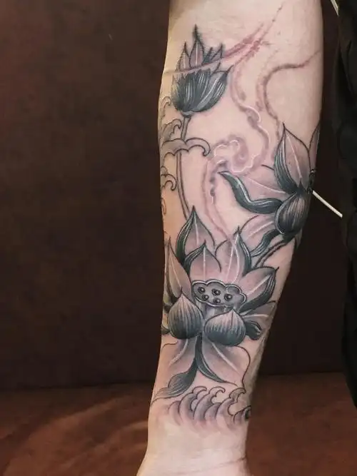 小臂莲花_纹身图案手稿图片_针舞堂的纹身作品集