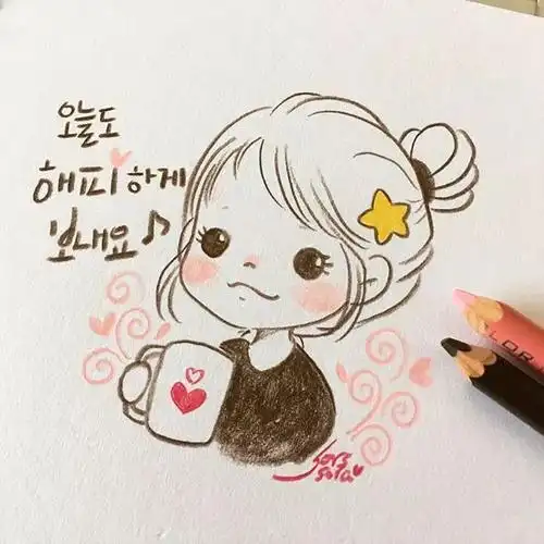 100张人物彩铅简笔画超萌小清新小伙伴们收图吧