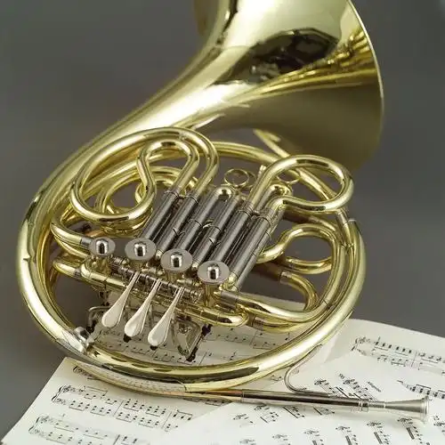 图片素材下载,圆号与五线谱特写高清图片图片下载,音乐艺术,音乐,乐器