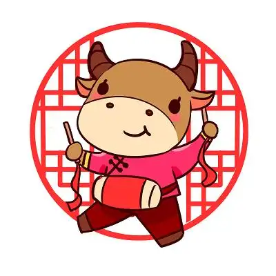 word模板卡通喜庆可爱小牛红色迎春节原创插画海报卡通牛2021春节牛年