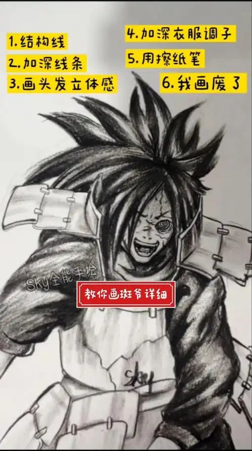 火影忍者#超级详细教你手绘火影忍者人物宇智波斑.