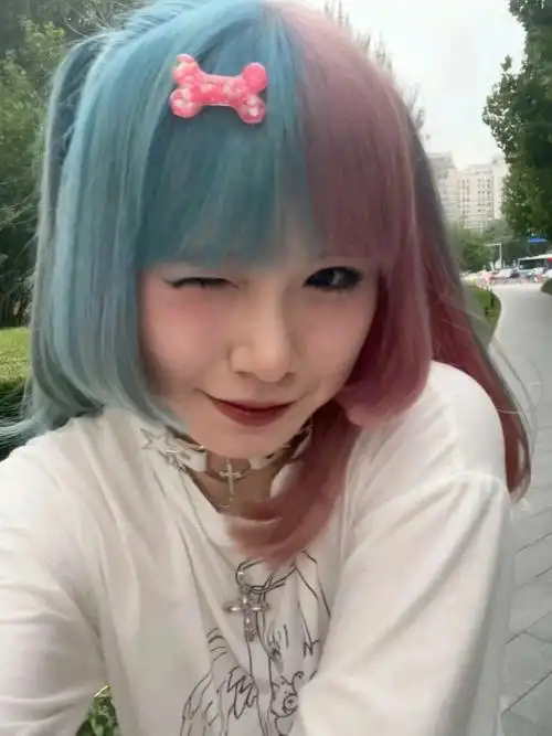 蓝色粉色双色染0307