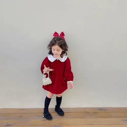 2024新款丝绒连衣裙周岁女宝宝礼服女孩子公主裙生日裙女童春装