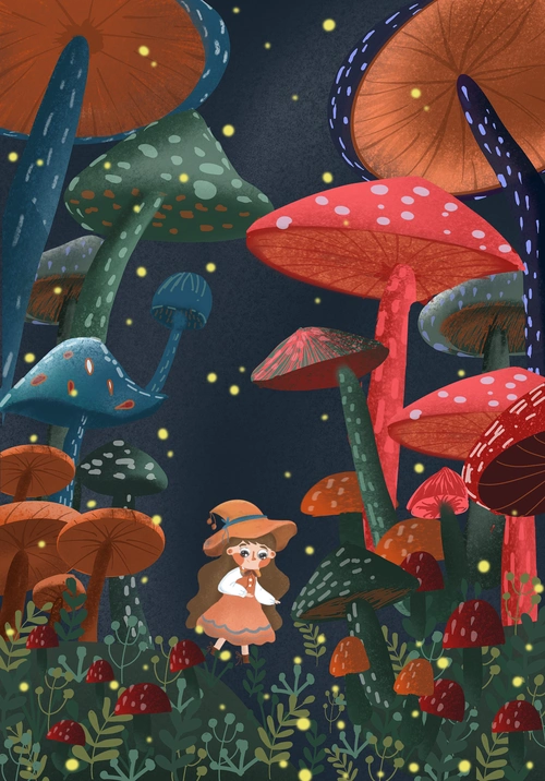 儿插/蘑菇森林里的小精灵|插画|儿童插画|张鱼小玩子_原创作品-站酷