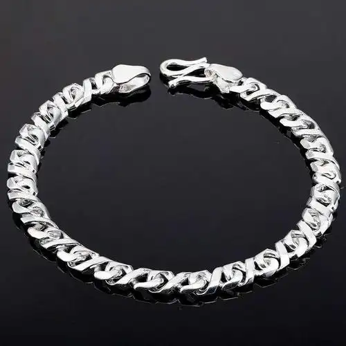 银斯妮男士手链925银韩版时尚手链8字手链送男友