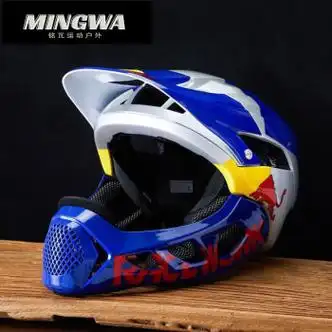 阿猫顿头盔山地车速降越野单车am全盔骑行自行车安全帽男女红牛图案