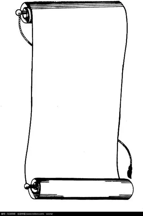矢量图 手绘 素材 线稿 10001507 竖版 竖屏古代卷轴简笔画怎么画
