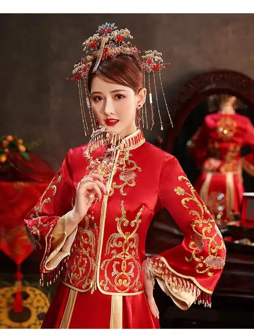 中国风汉服新娘结婚敬酒服中式婚礼新娘服装古装秀禾服和服婚纱礼服婚