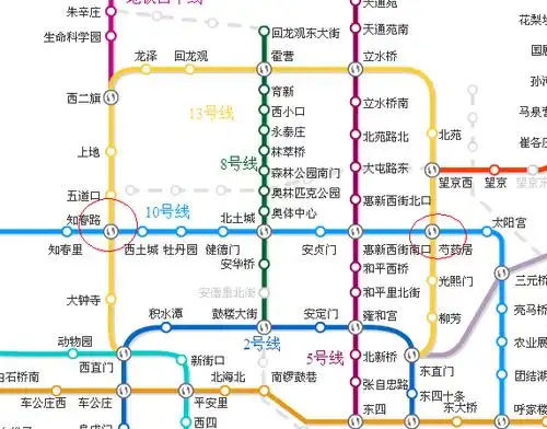 想知道: 北京市 北京地铁10号线怎么换13号线 在哪