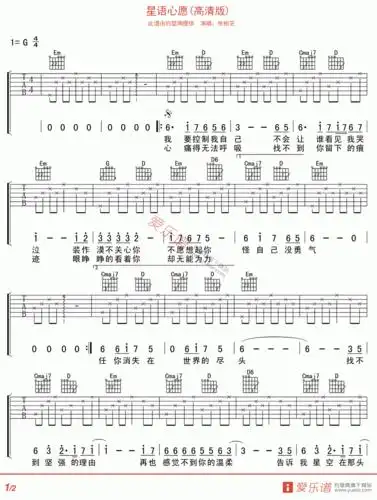 《张柏芝《星语心愿》》吉他谱