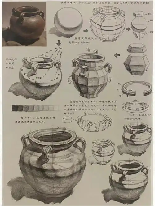素描静物罐子单体步骤范例