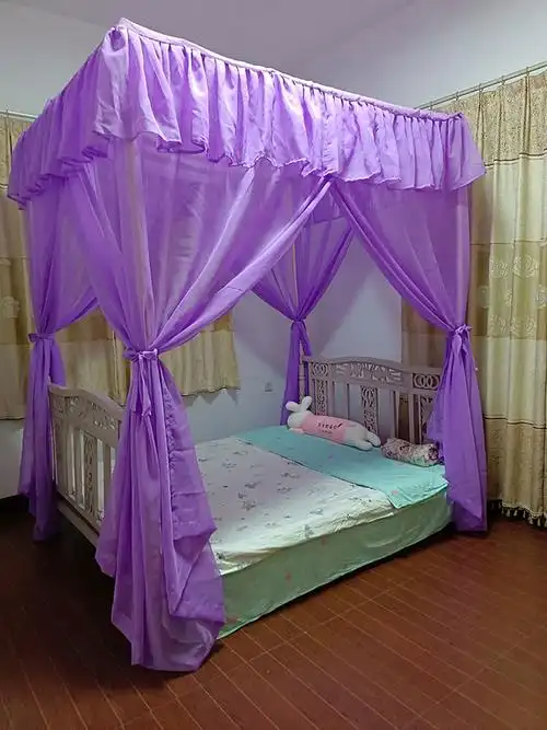 古典架子床床幔 东南亚地中海美式中式古典床幔四柱架子床幔婚庆蚊帐