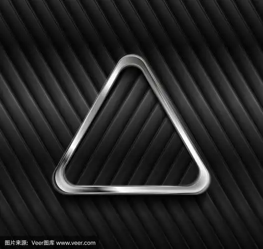 金属三角形和黑色光泽条纹抽象背景