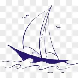 蓝色手绘帆船