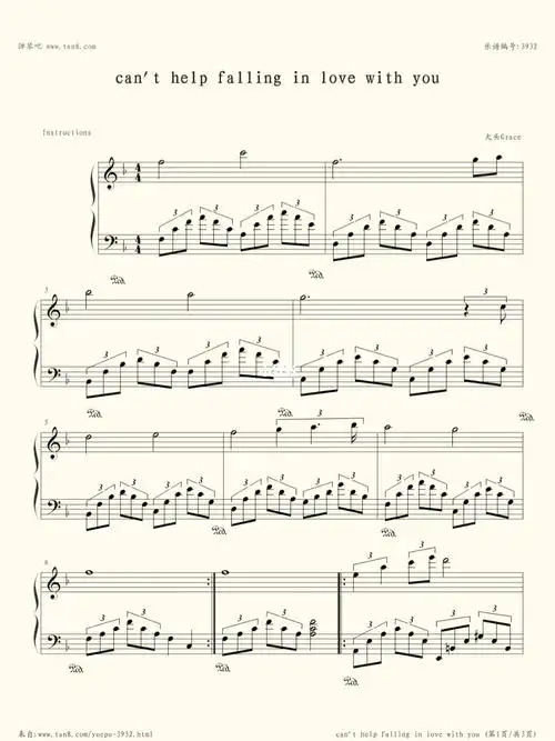 canthelpfallinginlove钢琴谱