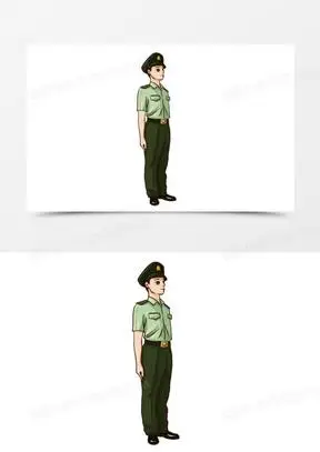 手绘军人立正元素