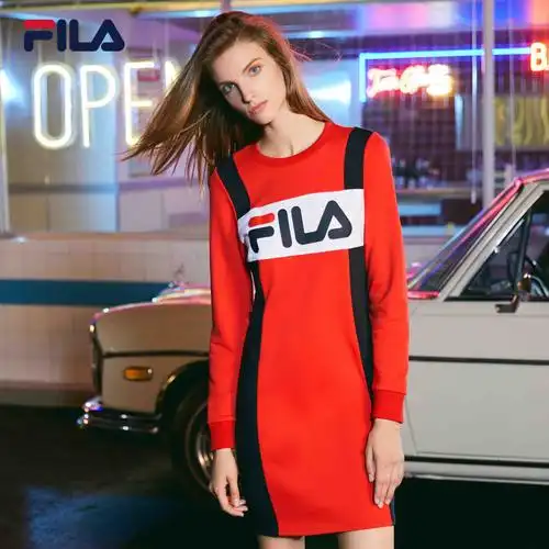 泰富七楼fila斐乐女卫衣2017冬季新款针织长款套头衫大