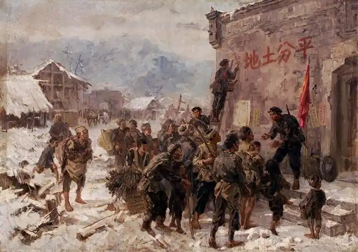 p>《红军到川北》是著名军事画家刘国枢于1957年创作的革命题材油画.