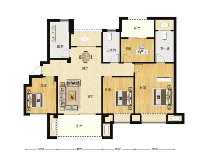 荣盛祥云府4室2厅2卫户型图