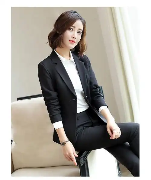 罗蒙时尚高档小西装女职业通勤西装套装女春秋职业装女装套装西服女