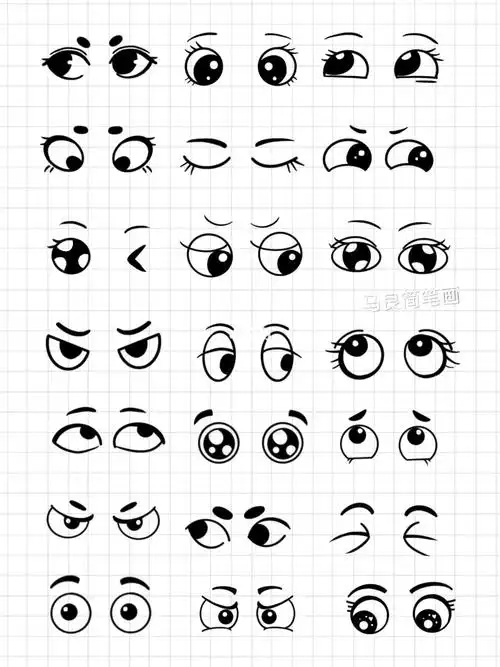 简笔画人物儿童插画五官练习万能眼睛