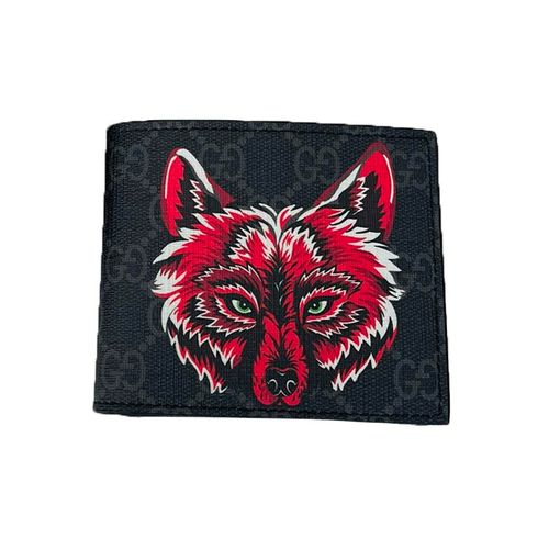 【特价】gucci古驰狼头男士短钱夹钱包男款奢侈品生日礼物 均码 黑色