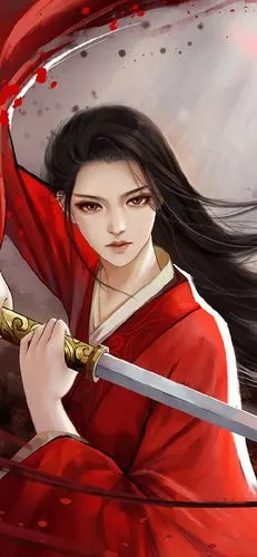 花木兰手绘插画高清手机壁纸