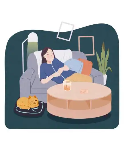 葛优躺女孩插画设计