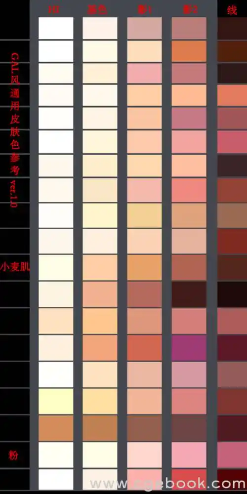 绘画漫画素材配色色卡