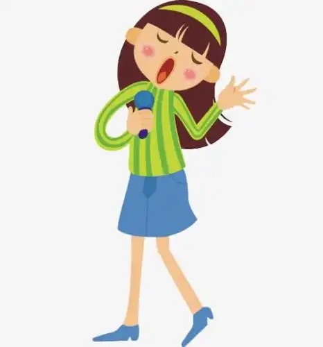 拿话筒唱歌的小女孩简笔画
