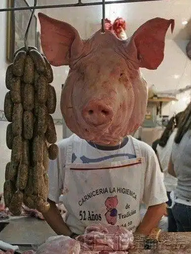 恶搞:挂猪头,卖狗屎