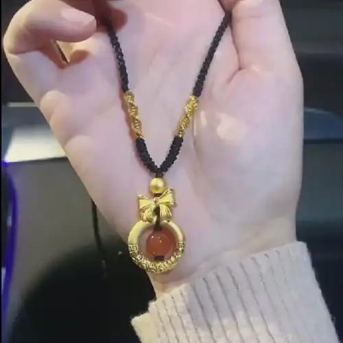 易升999足金金箍圈吊坠女黄金转运珠在逃公主蝴蝶结项链锁骨链送女友