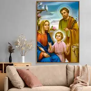 客厅沙发背景墙装饰画卧室床头画壁画天主教圣家三口挂画1人付款121