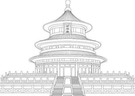 北京的代表性建筑简笔画天坛文化遗产手绘中国风景名胜建筑西湖的风景