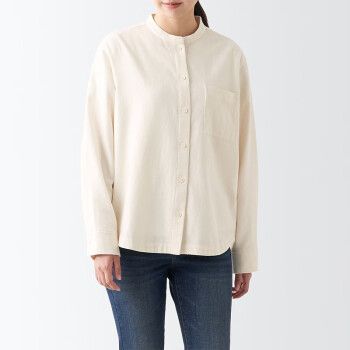无印良品(muji) 女式 法兰绒 立领衬衫 bcb41c2a 原色 l【图片 价格