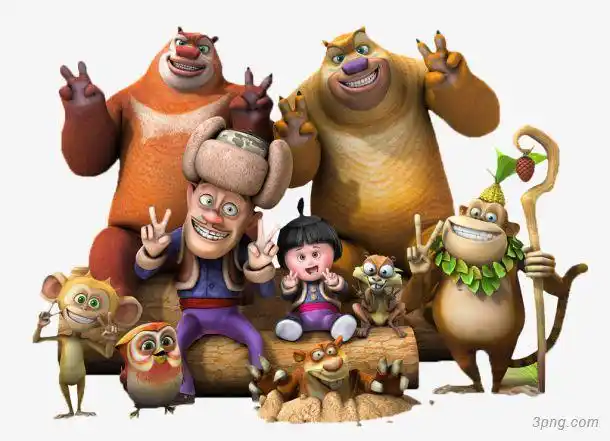 卡通熊大熊二光头强合照