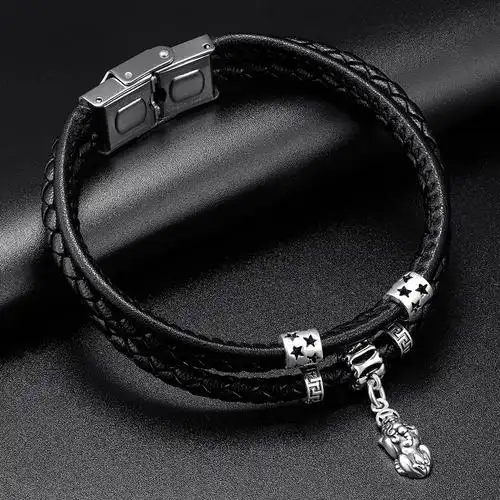 男士手链简单大方麒麟貔貅手绳手环编织转运手链