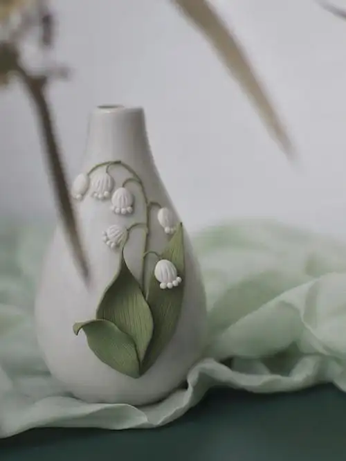 铃兰花瓶 | 立体花瓶 | 软陶花朵#铃兰#软陶#创意花瓶