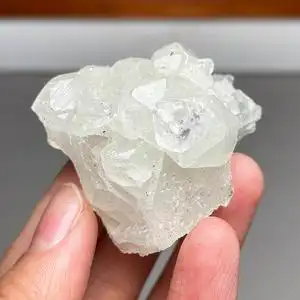 天然水晶钻石鱼眼石原石矿物白晶体摆件矿标印度共生沸石