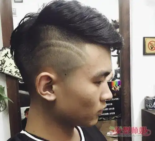 男生时尚刻痕短发发型图片五男生的颜值不高,那就用发型来凑,男生将